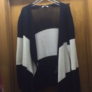 Blue and white striped sweater